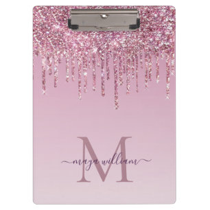 Porte-bloc Rose Parties scintillant Lecteurs Monogramme Perso