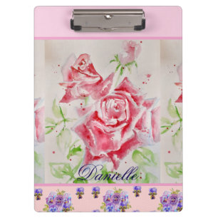 Porte-bloc Rose rouge Aquarelle Rose Rose Floral Girls