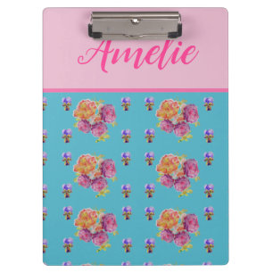 Porte-bloc Rose rouge Shabby Chic Aqua Turquoise Floral Flowe