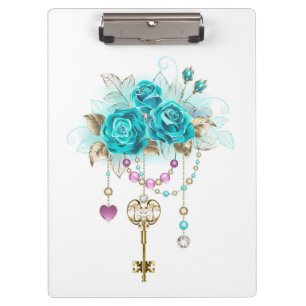 Porte-bloc Roses turquoise avec touches