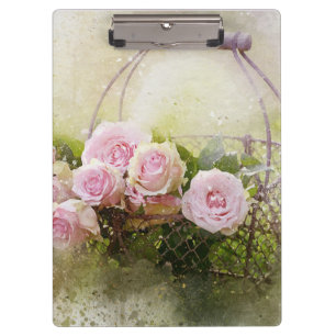 Porte-bloc Roses vintages Chic Rose Shabby En Panier
