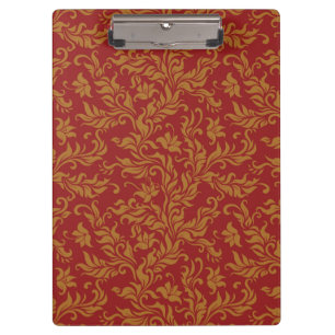 Porte-bloc Rouge et motif floral d'or