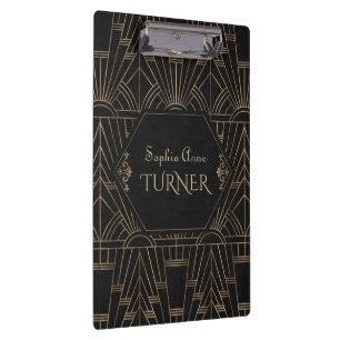 Porte-bloc Royal Gold Black Great Gatsby 20s Style Monogramme