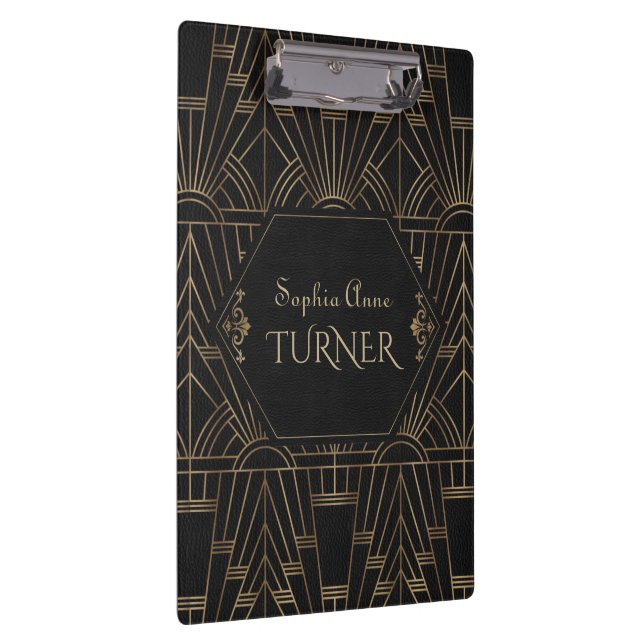 Porte-bloc Royal Gold Black Great Gatsby 20s Style Monogramme (Swatch)
