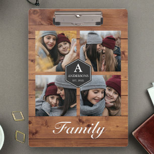 Porte-bloc Rustic Grange Wood 4 Photos Famille Photo Collage