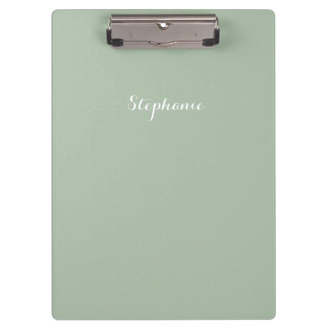 Porte-bloc Sage Green Nom Moderne Élégant Monogramme Boho (Devant)