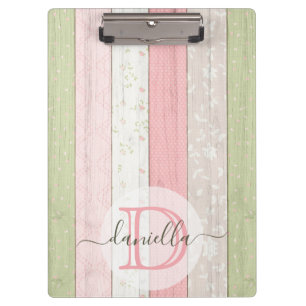 Porte-bloc Sage rustique Vert & Rose Floral Bois Personnalisé