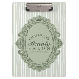 Porte-bloc Salon de Beauté Cadre Ovale Orné Vert Sauge Vintag