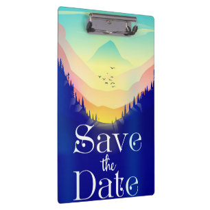 Porte-bloc Sauvegarder la date vintage montagnes mystiques.