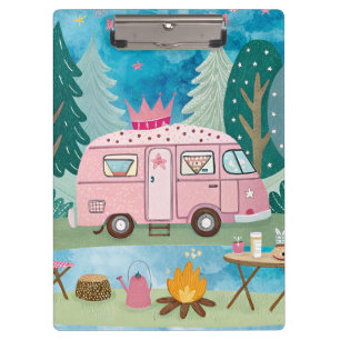 Porte-bloc Scène de camping Whimsical Pink Camper Van Camping