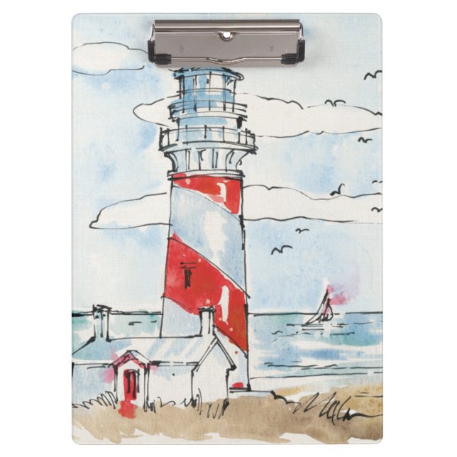 Porte-bloc Scène rouge et blanche de phare (Devant)