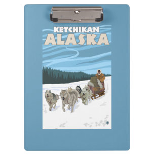 Porte-bloc Scène Sledding de chien - Ketchikan, Alaska