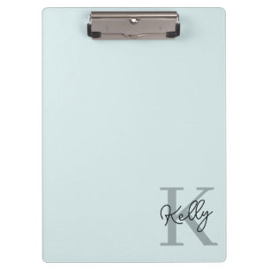 Porte-bloc Script de Monogramme bleu aquatique moderne