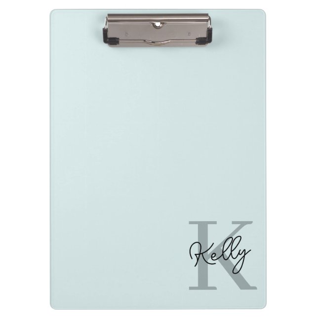 Porte-bloc Script de Monogramme bleu aquatique moderne (Devant)