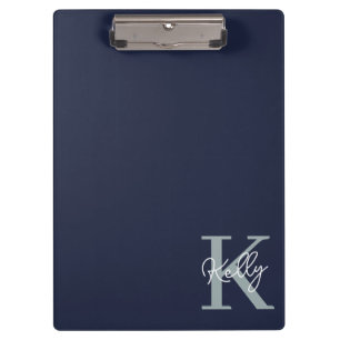 Porte-bloc Script Monogramme bleu marine moderne