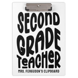 Porte-bloc Second Grade Teacher Black Typography Design 