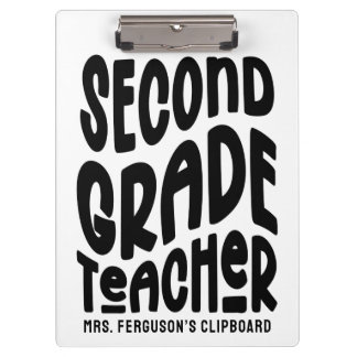 Porte-bloc Second Grade Teacher Black Typography Design 