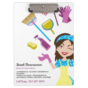 Porte-bloc Service de nettoyage mignon dessin animé dame serv