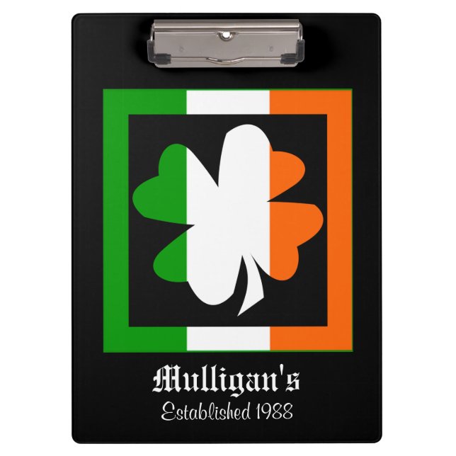 Porte-bloc Shamrock du drapeau irlandais personnalisé (Devant)