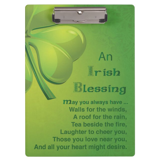 Porte-bloc Shamrock vert d'Irlande Blessings (Devant)