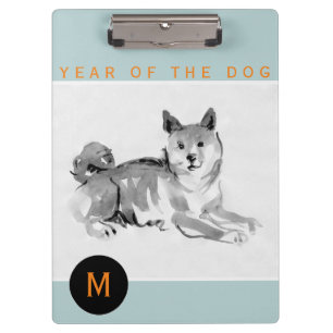 Porte-bloc Shiba Inu 2 Peinture Chien chinois Année Monogramm