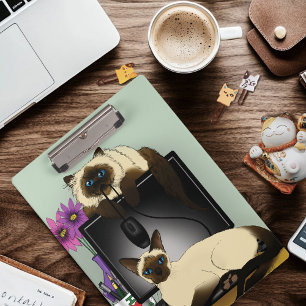 Porte-bloc Siamese Computer Cats mal