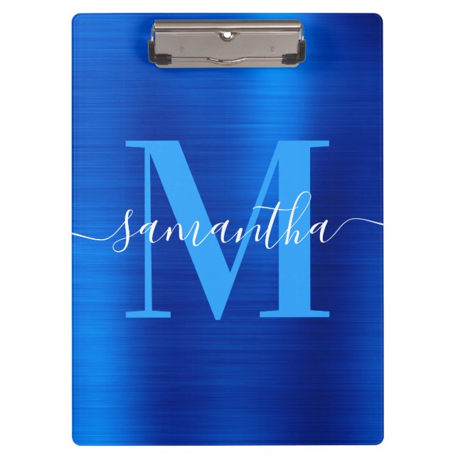 Porte-bloc Signature Monogramme Royal Blue Foil (Devant)