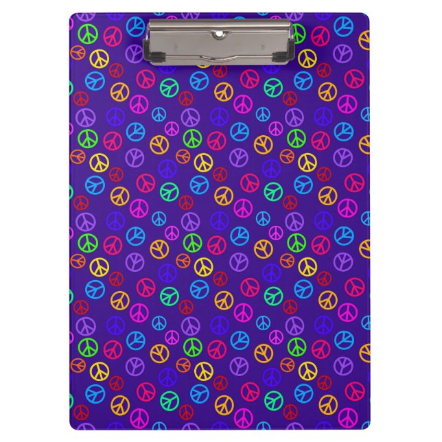 Porte-bloc Signes de paix violets, Porte - bloc hippie (Devant)