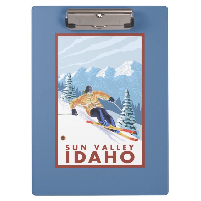 Porte-bloc Skieur de neige de Downhhill - Sun Valley, Idaho (Devant)