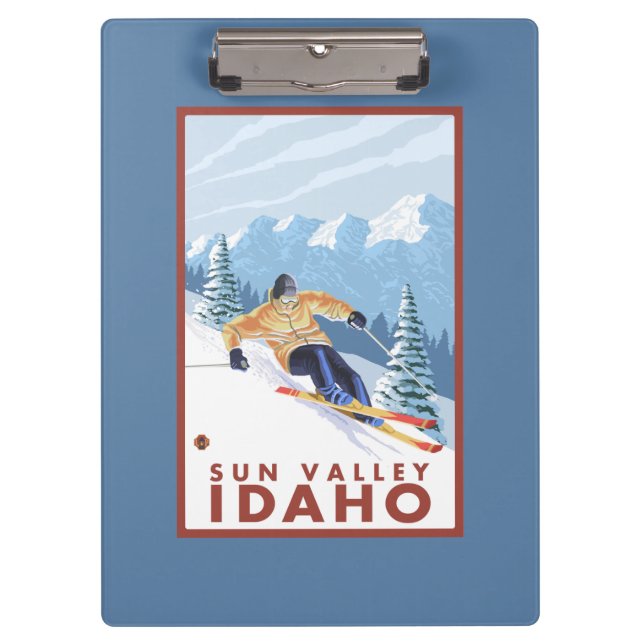 Porte-bloc Skieur de neige de Downhhill - Sun Valley, Idaho (Devant)
