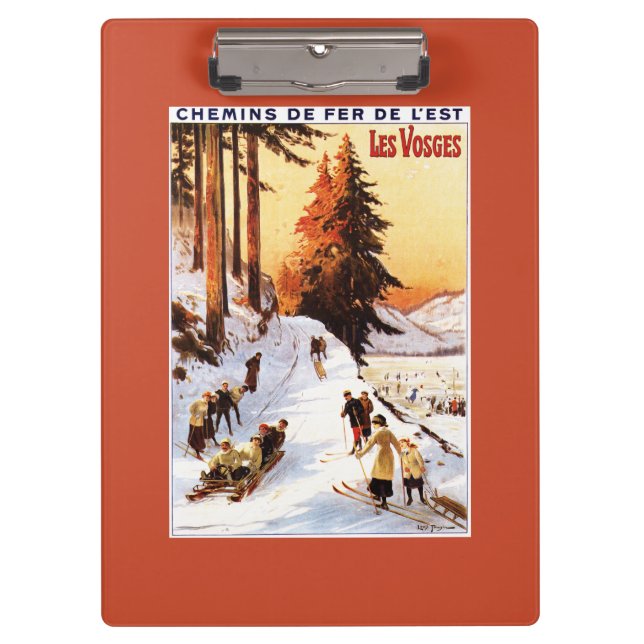 Porte-bloc Sledding et skier à l'affiche de VOSGES (Devant)