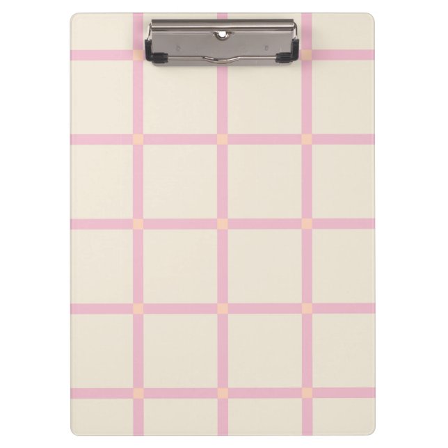 Porte-bloc Soft Beige & Pink Grid Pattern (Devant)