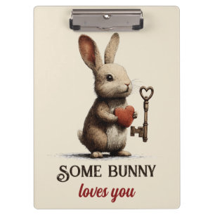 Porte-bloc Some Bunny T'aime Vintage Avec Clé à Cœur