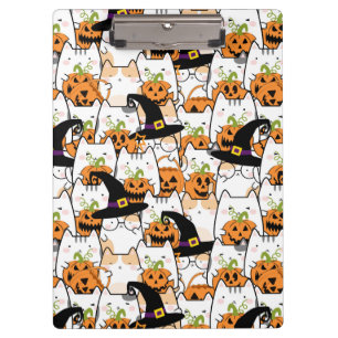 Porte-bloc Sorcière de chat mignonne tenant Bumkin Halloween