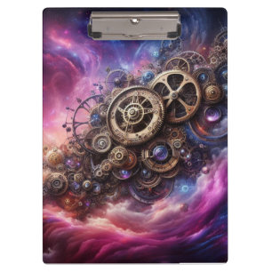 Porte-bloc Steampunk Industrial Clocwork Purple and Pink
