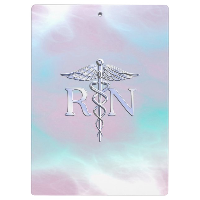 Porte-bloc Style Argent RN Caduceus Médicale Mère Pearl (Dos)