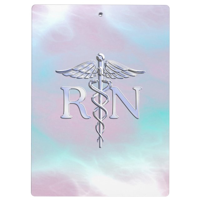 Porte-bloc Style Argent RN Caduceus Médicale Mère Pearl (Dos)