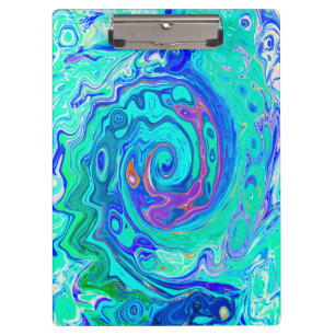 Porte-bloc Super Abstrait Ocean Blue et Green Liquid Swirl