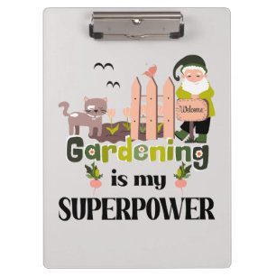 Porte-bloc Superpuissance du jardin, jardinier mignon