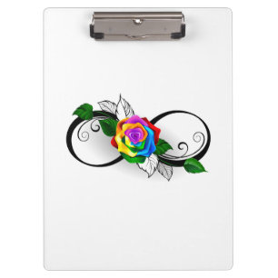 Porte-bloc Symbole d'infini avec Rose arc-en-ciel