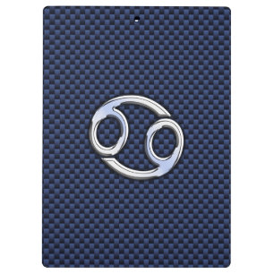 Porte-bloc Symbole du cancer Zodiac Marine Blue Carbon Fiber