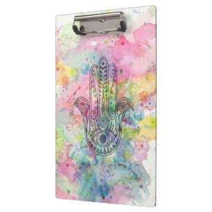 Porte-bloc Symbole main HAMSA Aquarelle colorée