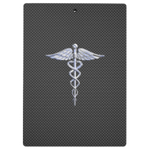 Porte-bloc Symbole Médicale Silver Caduceus Style fibre de ca