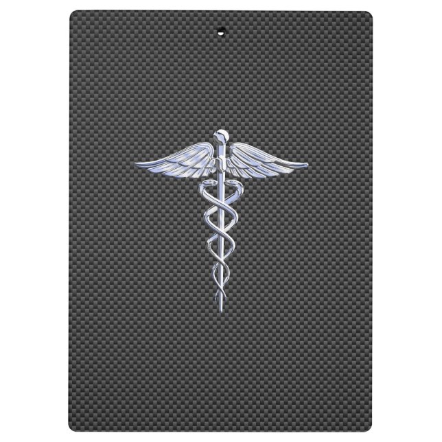 Porte-bloc Symbole Médicale Silver Caduceus Style fibre de ca (Dos)