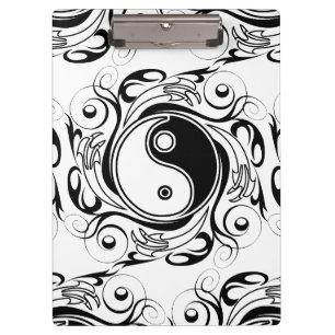 Porte-bloc Symbole Yin & Yang noir et blanc de style tatouage