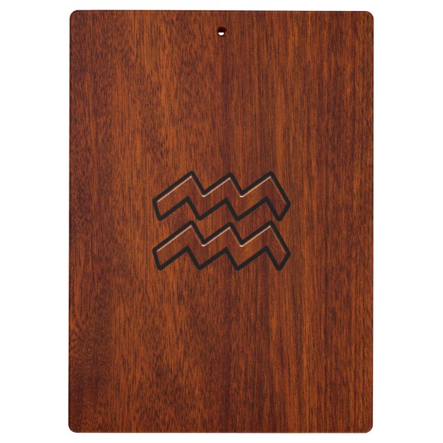 Porte-bloc SYMBOLE Zodiaque Aquarius Style acajou (Dos)