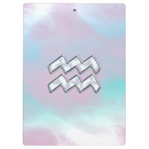 Porte-bloc Symbole Zodiaque Aquarius sur Mère de Pearl Nacre