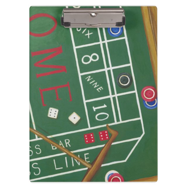 Porte-bloc Table Casino Craps avec chips et dés (Devant)