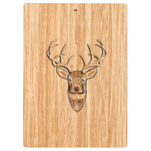Porte-bloc Tail blanche Tête de cerf Blond Grain de bois