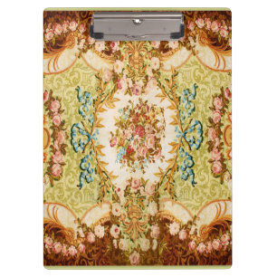 Porte-bloc tapisserie rose à fleurs baroque victorienne